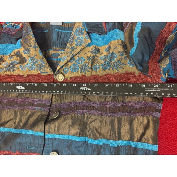 Koret Petite Dress Jacket 3/4 Sleeve Button Front Multicolor Floral Striped - Picture 6 of 7